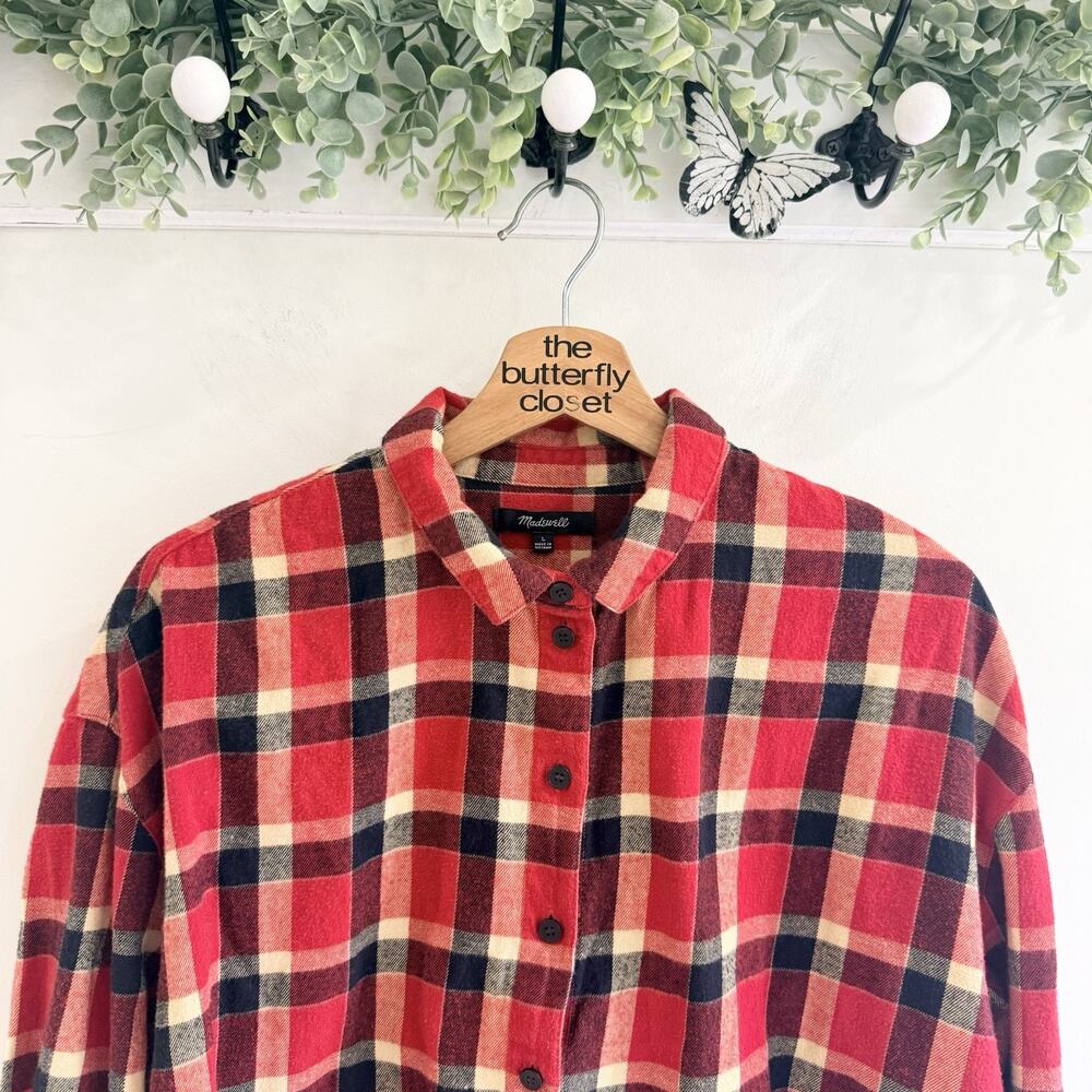 Madewell Flannel Westlake Shirt in Newfield Plaid red size large R4556 - Picture 3 of 6
